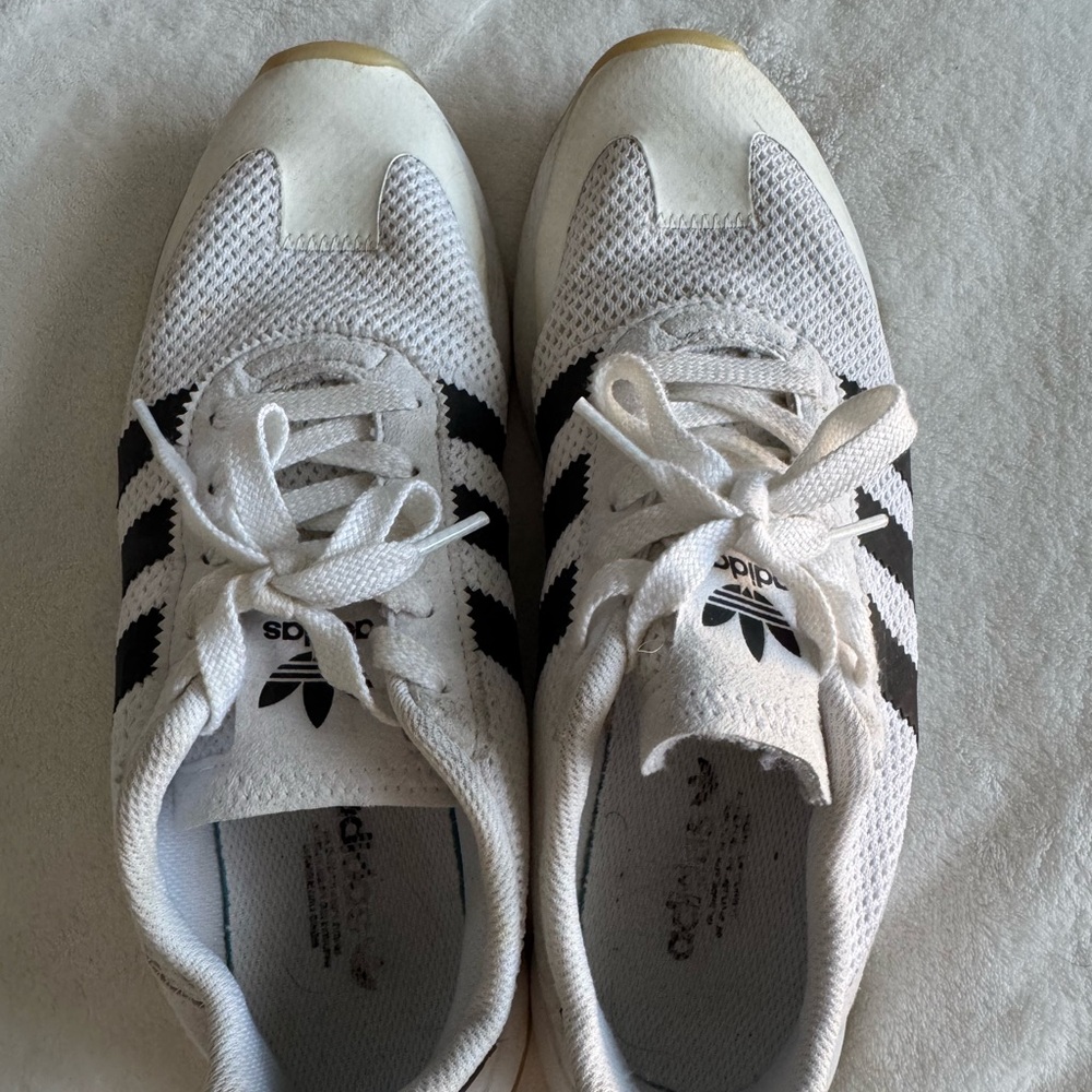 Adidas Classic White and Black Mesh Sneakers